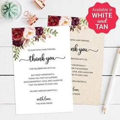 Thank You Placecards For Wedding (Set Of 50) Large 4" X 6" Table Place Setting Cards - Made In USA - Watercolor Red Roses Floral On White -Generic Furniture Shop 51NAuokGfXL 1