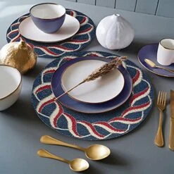 Memorial Day Patriotic Decorations Beaded Placemats Pack Of 1-4th Of July Freedom Stars American Flag Independence Day Table Place Mats For Kitchen Dining Table Home Decor - 14 Inches -Generic Furniture Shop 51NZFDGChRL