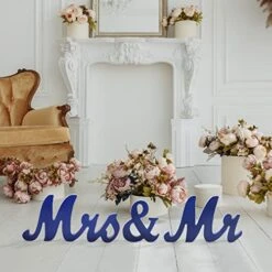 Large Mr And Mrs Sign Wedding Table Decorations, Mr & Mrs Letters Display Stand Figures For Sweetheart Table, Photo Props, Wedding Decorations, Anniversary Wedding Shower Gift (Royal Blue) -Generic Furniture Shop 51NaLiWyQNL
