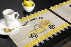 Store Placemats Yellow Truck Sweet Honey Bee Daisy Black White Grid Heat-Resistant Washable Place Mats Non Slip, Table Mats For Dinner Table Kitchen Outdoor Weeding Set Of 6 18 Store Placemats Yellow Truck Sweet Honey Bee Daisy Black White Grid Heat-Resistant Washable Place Mats Non Slip, Table Mats For Dinner Table Kitchen Outdoor Weeding Set Of 6 -Generic Furniture Shop 51Ninoq1puL