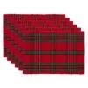 Farmhouse Christmas Plaid Dining Table & Kitchen Décor, Holiday Placemat Set, 13x19, Red & Green, 6 Count