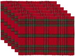 Farmhouse Christmas Plaid Dining Table & Kitchen Décor, Holiday Placemat Set, 13x19, Red & Green, 6 Count -Generic Furniture Shop 51Nq4NdwJNL. AC