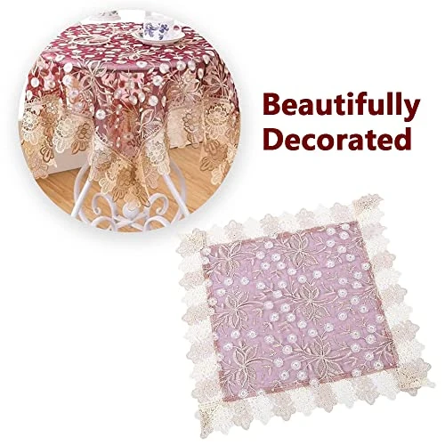 Small Square Tablecloth Pink Lace Edge Table Toppers Lace Table Cloth For Wedding Party Home Kitchen Living Room 5 Small Square Tablecloth Pink Lace Edge Table Toppers Lace Table Cloth For Wedding Party Home Kitchen Living Room - Image 5