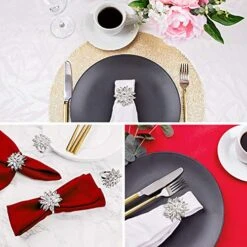 Rhinestone Napkin Rings Silver Set Of 6, Cute Elegant Crystal Bling Flower Napkin Rings Wraps Serviette Buckles Holder Bands For Wedding Birthday Easter Thanksgiving Christmas Dinner Holiday -Generic Furniture Shop 51OOCYdjx7L