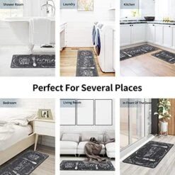 Anti Fatigue Comfort Kitchen Standing Desk Mat Decorative Ergonomic Floor Pad Kitchen Rug Waterproof Stain Resistance Non Slip Kitchen Set, 17.3''x27.6''+17.3''x47.2'', Eat Well -Generic Furniture Shop 51OVkqxEQgL