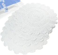 Kilofly Handmade Crochet Round Cotton Lace Table Placemats Doilies Value Pack [Set Of 4], Medallion, 9.8 X 9.6 Inch, White -Generic Furniture Shop 51OsE7xeqL. AC
