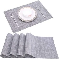 Placemats Set Of 4 Washable Heat-Resistant Non Slip Braided Table Mats Woven PVC Vinyl Kitchen Dining Patio Table Place Mats For Dinner Parties BBQs Indoor And Ourdoor Use.18"x12"(Bamboo-Beige) 27 Placemats Set Of 4 Washable Heat-Resistant Non Slip Braided Table Mats Woven PVC Vinyl Kitchen Dining Patio Table Place Mats For Dinner Parties BBQs Indoor And Ourdoor Use.18"x12"(Bamboo-Beige) -Generic Furniture Shop 51P6HQIgpPL. AC