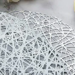 Silver Round Placemats For Dining Table Set Of 6 Metallic Pressed Vinyl Circle Table Mats Wipeable Hollowout Place Mats For Table Decor Holiday Wedding Accent Centerpiece(Line, Silver) -Generic Furniture Shop 51PAoUflOnS