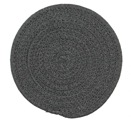 Kitchen Potholders Set Trivets Set Pure Cotton Thread Weave Hot Pot Holders Set Hot Pads Hot Mats, Round Stylish Coasters, Diameter 7 Inches, Set Of 3 (Dark Grey, 7") 2 Kitchen Potholders Set Trivets Set Pure Cotton Thread Weave Hot Pot Holders Set Hot Pads Hot Mats, Round Stylish Coasters, Diameter 7 Inches, Set Of 3 (Dark Grey, 7") - Image 2