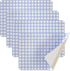 Vegan Leather PVC Blue Placemats Set Of 4 - Easy To Clean - Machine Washable, Heat Resistant, Non Slip, Stain Resistant - Kid Friendly Farmhouse Design Kitchen Table Place Mats - Indoor Or Outdoor Use -Generic Furniture Shop 51POg4OyRtL. AC