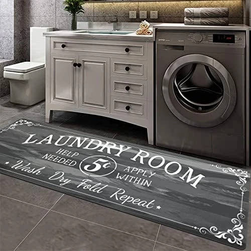Pauwer Laundry Room Rug Runner 20"x59"Non Slip Waterproof Washing Machine Room Farmhouse Laundry Rugs And Mats For Washroom, Bathroom, Kitchen Decor (20"x59", Dark Grey) 5 Pauwer Laundry Room Rug Runner 20"x59"Non Slip Waterproof Washing Machine Room Farmhouse Laundry Rugs And Mats For Washroom, Bathroom, Kitchen Decor (20"x59", Dark Grey) - Image 5