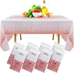 8 Pack Rose Gold Tablecloths Plastic Tablecloths For Rectangle Tables, Disposable Tablecloth Waterproof White Table Cloths 54" X 108" Disposable Table Covers For Party Thanksgiving Christmas -Generic Furniture Shop 51PqEJNeW L. AC