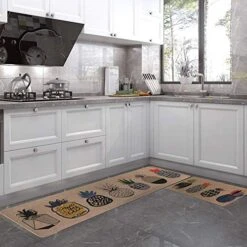 Kitchen Rugs And Mats Pineapple 2 Piece Anti Fatigue Mat Kitchen Non Skid Kitchen Floor Mats Rubber Back Absorbent Washable Kitchen Rug Set Green Kitchen Rugs For Doormat Bathroom 17''x29''+17''x47' -Generic Furniture Shop 51Pzj22UITL