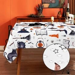 Halloween Tablecloth, Pumpkin And Haunted House Table Cloth, Black Cat Waterproof Tablecloths, Spillproof Tablecover For Dinner Party Decoration, Rectangle 60 X 84 Inch -Generic Furniture Shop 51Q0Cz0V4SL