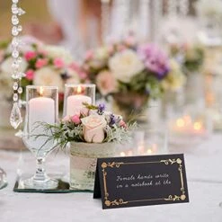 100 Pieces Black Place Cards For Weddings Or Party, Scored For Easy Folding, Place Cards For Table Setting, Food Tent Labels, Table Tent Cards For Receptions Parties Events Celebrations -Generic Furniture Shop 51Q5SruerAL