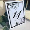 Scribble Vintage Swirl Wedding Table Numbers (Select Color/Quantity), White, Black, 1-20, Double Sided, Tent Or Use In A Stand, Great For Parties & Restaurants