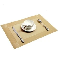 Kitchen Placemats Set Of 4 Placemat For Dining Table Woven Table Mats (Gold)