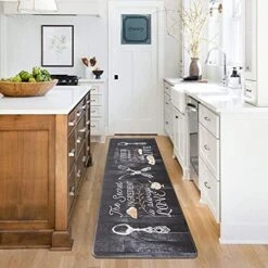 Anti Fatigue Comfort Kitchen Standing Desk Mat Decorative Ergonomic Floor Pad Kitchen Rug Waterproof Stain Resistance Non Slip Kitchen Set, 17.3''x27.6''+17.3''x47.2'', Eat Well -Generic Furniture Shop 51QXcCdUXCL. AC