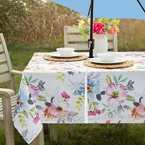 Indoor Outdoor Spillproof Fabric Tablecloth For Spring/Summer/Party/Picnic (Harper, 60" X 84" Rectangular) 12 Indoor Outdoor Spillproof Fabric Tablecloth For Spring/Summer/Party/Picnic (Harper, 60" X 84" Rectangular) - Image 12