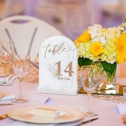 1-15 Wedding Table Numbers, Wooden Table Numbers, Double Sided Sign With Holder Base, Table Numbers For Wedding Reception And Party, Vintage White