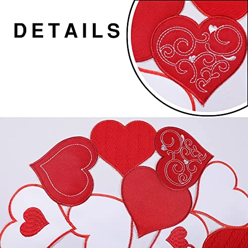 Embroidered Placemats Set Of 6, 15" Round Placemats, Marriage Proposals, Red Heart Table Placemats Indoor Outdoor Love Holiday Dining Party Decor 3 Embroidered Placemats Set Of 6, 15" Round Placemats, Marriage Proposals, Red Heart Table Placemats Indoor Outdoor Love Holiday Dining Party Decor - Image 3