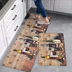 LEEVAN Kitchen Rug Set, Kitchen Floor Mats 2 Piece PVC Leather Anti Fatigue Comfort Heavy Duty Standing Mat Waterproof Oil Proof Non-Skid Rubber Back Washable Doormat Bathroom Area Rug Carpet -Generic Furniture Shop 51RTa4C1AsS. AC