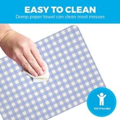 Vegan Leather PVC Blue Placemats Set Of 4 - Easy To Clean - Machine Washable, Heat Resistant, Non Slip, Stain Resistant - Kid Friendly Farmhouse Design Kitchen Table Place Mats - Indoor Or Outdoor Use -Generic Furniture Shop 51RUj1nIvRL