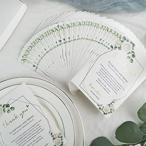 Wedding Thank You Place Setting Cards, 50 Pieces Place Cards For Table Setting, Table Place Cards For Wedding Favors, Receptions, Dinner Parties, Events And Celebrations (4 X 6 In, Floral) 3 Wedding Thank You Place Setting Cards, 50 Pieces Place Cards For Table Setting, Table Place Cards For Wedding Favors, Receptions, Dinner Parties, Events And Celebrations (4 X 6 In, Floral) - Image 3