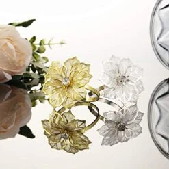 24 Pcs Napkin Rings Alloy Napkin Rings Hollow Out Flower Ring Napkin Holder Adornment Exquisite Household Floral Rhinestone Napkin Rings Set For Christmas Wedding Party Table Decor (Gold) -Generic Furniture Shop 51SG1lxgcWL