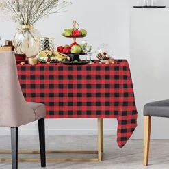 Ed And Black Plaid Tablecloth 60x84 Buffalo Check | Superior Fabric To 100% Cotton | Red & Black Buffalo Plaid Checkered Gingham Rectangle Farmhouse Table Cloth -Generic Furniture Shop 51SG6VMOcRL. AC