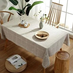 Cotton Linen Tablecloth Square Grey Fabric Coffee Table Cloth Vintage Farmhouse Table Cover For Card Table (52"x52", Linen) -Generic Furniture Shop 51SWfu9j1AL