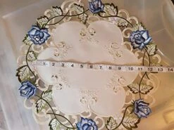 Place Mat Or Doily With A Victorian Blue Rose On Ivory Fabric, Size 15 Inches -Generic Furniture Shop 51Sq10KIiCL