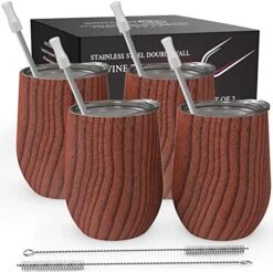 Stainless Steel Wine Tumblers 2 Pack 12 Oz - Double Wall Vacuum Insulated Wine Cups With Lids And Straws Set For Coffee, Wine, Cocktails (Rose Gold) -Generic Furniture Shop 51T LmqsPL. AC