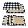 Set Of 6 Christmas Placemats Buffalo Check Placemats Black White Plaid Reversible Burlap & Cotton Placemats For Christmas Holiday Table Home Decoration