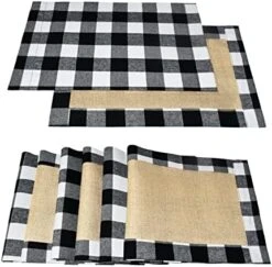 Set Of 6 Christmas Placemats Buffalo Check Placemats Black White Plaid Reversible Burlap & Cotton Placemats For Christmas Holiday Table Home Decoration -Generic Furniture Shop 51T4msDj7LL. AC