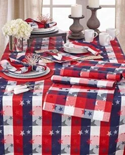 Red White And Blue Checkered With Stars Cotton/Polyester Blend Patriotic Placemat, 13"x19" Rectangular - (4 Piece). -Generic Furniture Shop 51T9dV8GkXL. AC 2