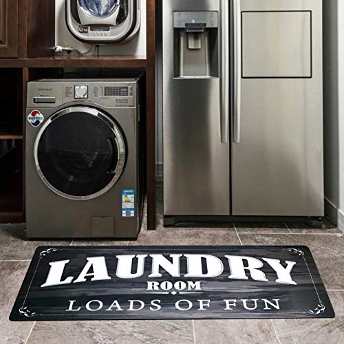 USTIDE Black White Laundry Room Rug Runner, Farmhouse Laundry Foam Mats For Washroom Bathroom Non Skid Laundry Mats, Kitchen Mat, 20x48, Loads Of Fun Decor 4 USTIDE Black White Laundry Room Rug Runner, Farmhouse Laundry Foam Mats For Washroom Bathroom Non Skid Laundry Mats, Kitchen Mat, 20x48, Loads Of Fun Decor - Image 4