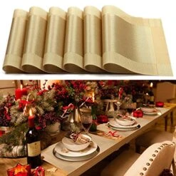 Placemats Set Of 6, Placemats Place Mats For Kitchen Dining Table, Heat-Resistant Anti-Skid Stain Washable PVC Table Mats, Easy To Cleaning Woven Vinyl Dinner Mats,12 X 18 Inch (Gold)… 8 Placemats Set Of 6, Placemats Place Mats For Kitchen Dining Table, Heat-Resistant Anti-Skid Stain Washable PVC Table Mats, Easy To Cleaning Woven Vinyl Dinner Mats,12 X 18 Inch (Gold)… -Generic Furniture Shop 51TU1PLbjRL