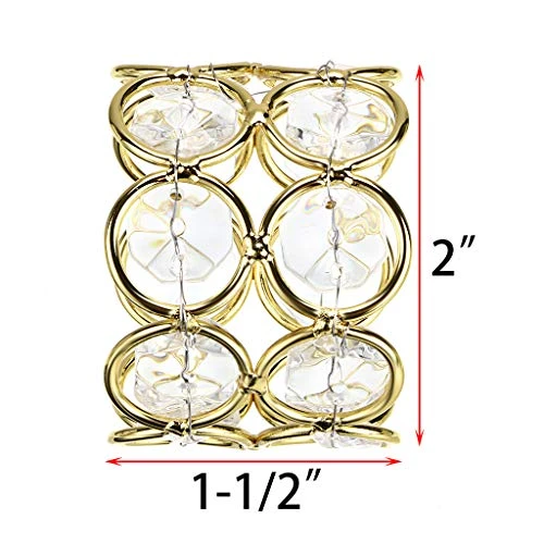 Set Of 12 Crystal Beads Napkin Rings Handcraft Sparkly Elegant Napkin Holders For Wedding Party Dinner Table Decor (Golen Tone) 2 Set Of 12 Crystal Beads Napkin Rings Handcraft Sparkly Elegant Napkin Holders For Wedding Party Dinner Table Decor (Golen Tone) - Image 2