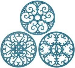Silicone Trivet Mat - Non-Slip & Heat Resistant Kitchen Hot Pads For Countertops & Table - Kitchen Trivets For Hot Dishes & Cookware - Hot Pot Holder For Pots & Pans - Turquoise,Set Of 3 -Generic Furniture Shop 51TZeBWNpoL. AC