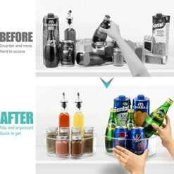 Lazy Susan - 2 Pack Round Plastic Clear Rotating Turntable Organization & Storage Container Bins For Cabinet, Pantry, Fridge, Countertop, Kitchen - Spinning Organizer For Spices, Condiments -Generic Furniture Shop 51TjNvFECZL