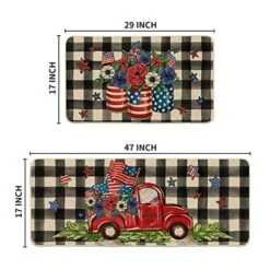 Artoid Mode Watercolor Buffalo Plaid Vase Stars Truck Kitchen Mats Set Of 2, 4th Of July Patriotic Liberty Decorations For Home Kitchen - 17x29 And 17x47 Inch 8 Artoid Mode Watercolor Buffalo Plaid Vase Stars Truck Kitchen Mats Set Of 2, 4th Of July Patriotic Liberty Decorations For Home Kitchen - 17x29 And 17x47 Inch -Generic Furniture Shop 51TquDUQ4GL