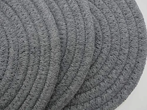 Kitchen Potholders Set Trivets Set Pure Cotton Thread Weave Hot Pot Holders Set Hot Pads Hot Mats, Round Stylish Coasters, Diameter 7 Inches, Set Of 3 (Dark Grey, 7") 3 Kitchen Potholders Set Trivets Set Pure Cotton Thread Weave Hot Pot Holders Set Hot Pads Hot Mats, Round Stylish Coasters, Diameter 7 Inches, Set Of 3 (Dark Grey, 7") - Image 3