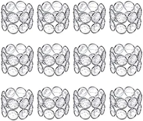 Set Of 12 Crystal Beads Napkin Rings Handcraft Sparkly Elegant Napkin Holders For Wedding Party Dinner Table Decor (Golen Tone) 5 Set Of 12 Crystal Beads Napkin Rings Handcraft Sparkly Elegant Napkin Holders For Wedding Party Dinner Table Decor (Golen Tone) - Image 5