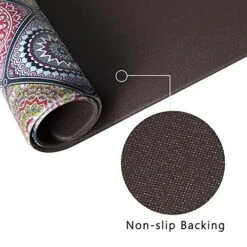 QiyI Floor Comfort Mat 1 Piece Kitchen Rug PVC Leather Waterproof Oil Proof Runner Rug Non Skid Laundry Standing Mat Anti Fatigue Foam Cushioned Doormat 17" W X 71" L - Ethnic Traditional Pattern 11 QiyI Floor Comfort Mat 1 Piece Kitchen Rug PVC Leather Waterproof Oil Proof Runner Rug Non Skid Laundry Standing Mat Anti Fatigue Foam Cushioned Doormat 17" W X 71" L - Ethnic Traditional Pattern -Generic Furniture Shop 51UxzF1LXbL