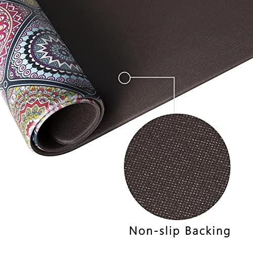 QiyI Floor Comfort Mat 1 Piece Kitchen Rug PVC Leather Waterproof Oil Proof Runner Rug Non Skid Laundry Standing Mat Anti Fatigue Foam Cushioned Doormat 17" W X 71" L - Ethnic Traditional Pattern 3 QiyI Floor Comfort Mat 1 Piece Kitchen Rug PVC Leather Waterproof Oil Proof Runner Rug Non Skid Laundry Standing Mat Anti Fatigue Foam Cushioned Doormat 17" W X 71" L - Ethnic Traditional Pattern - Image 3