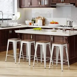 24 Inch Bar Stools Set Of 4 Counter Height Stools Stackable Bar Stool Backless Metal Barstools White Cream Counter Stools Indoor For Kitchen & Island&Dining Chairs Set Of 4 17 24 Inch Bar Stools Set Of 4 Counter Height Stools Stackable Bar Stool Backless Metal Barstools White Cream Counter Stools Indoor For Kitchen & Island&Dining Chairs Set Of 4 -Generic Furniture Shop 51VF4NVlhmL