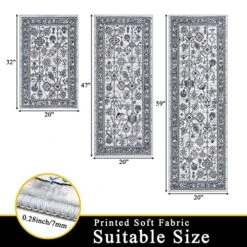 Vaukki Boho Kitchen Rug Sets 3 Pieces, Tribal Washable Kitchen Mats For Floor, Non Slip Soft Kitchen Area Rug Floor Mat For Kitchen, Laundry Room And Hallway (Grey, 20''x32''+20''x47''+20''x59'') 13 Vaukki Boho Kitchen Rug Sets 3 Pieces, Tribal Washable Kitchen Mats For Floor, Non Slip Soft Kitchen Area Rug Floor Mat For Kitchen, Laundry Room And Hallway (Grey, 20''x32''+20''x47''+20''x59'') -Generic Furniture Shop 51VeOvPewXL