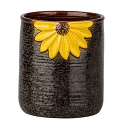 Tensil Crock, Kitchen Utensil Holder, Ceramic Utensil Holder For Countertop, Cooking Utensil Holder For Kitchen Sunflower Decor Large Kitchen Spatula Holder