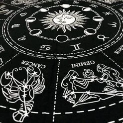 Ltar Cloth Tarot Cards Table Napkins Witchcraft Supplies Black Gold Tablecloth Square Alter Pagan Spiritual Celestial Deck Cloth With Fringes, Zodiac Circle Horoscope Signs, 36x36 In -Generic Furniture Shop 51VldyZipWS